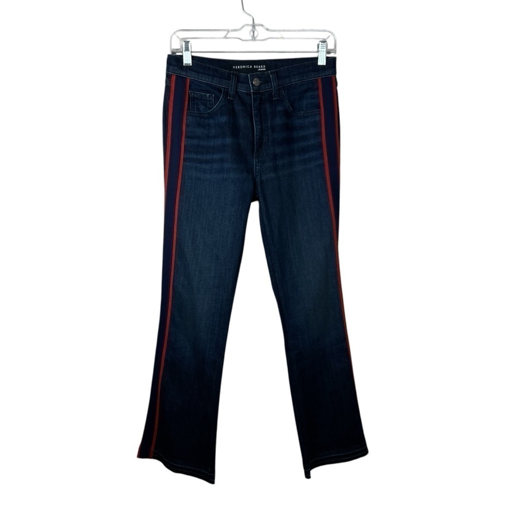 Veronica Beard Carolyn High Rise Tuxedo Stripe Baby Boot Jeans